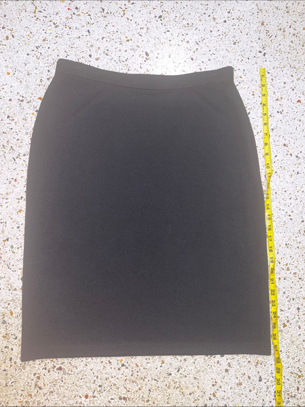 St John Collection black knit sweater skirt elastic waist 14